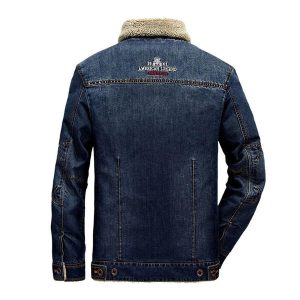 CASUAL LAPEL SLIM FIT FLEECE DENIM JACKET FOR MEN